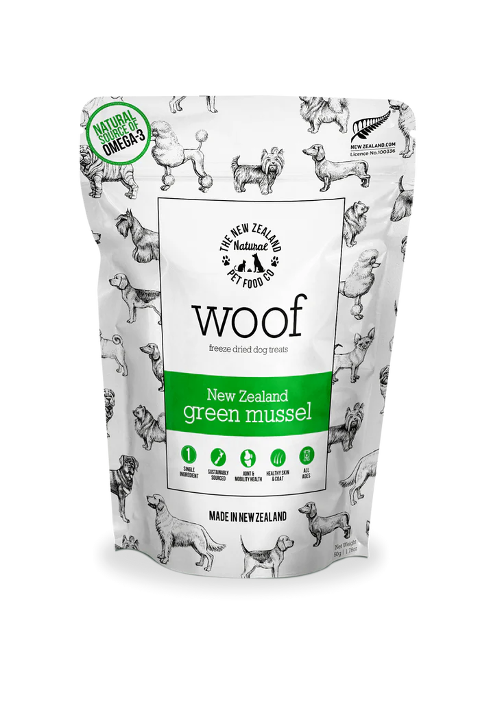 The NZ Natural Pet Food Co. | Woof | Freeze Dried New Zealand Green Mussel | Dog Treat